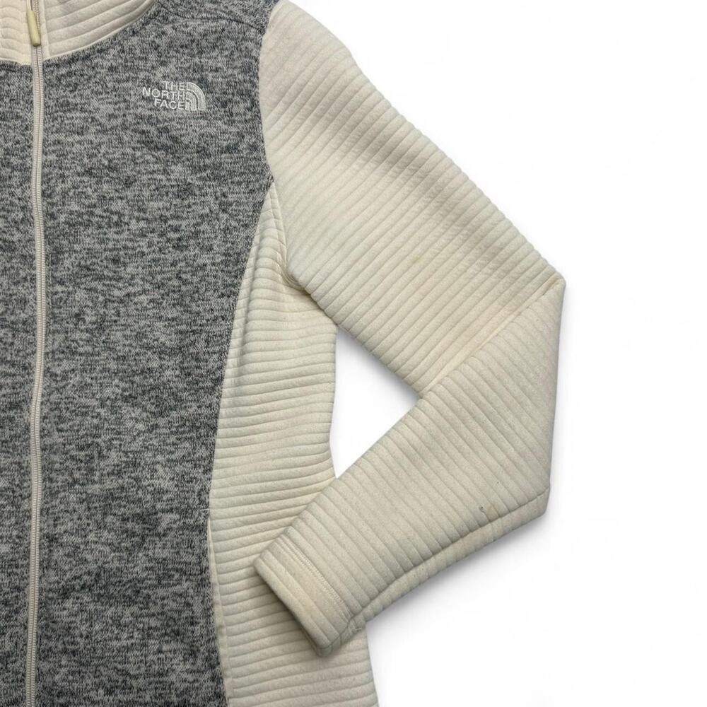 The North Face Cream Gray Knit Fleece Full Zip Jacket Womens Medium - Picture 6 of 8